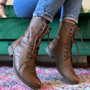 Steve Madden Brown Leather Combat Boot